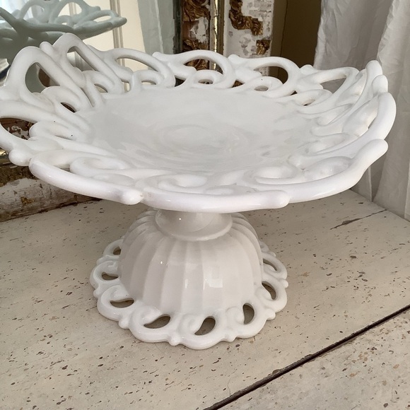 Vintage White Milk Glass Compote Stand - Picture 3 of 9